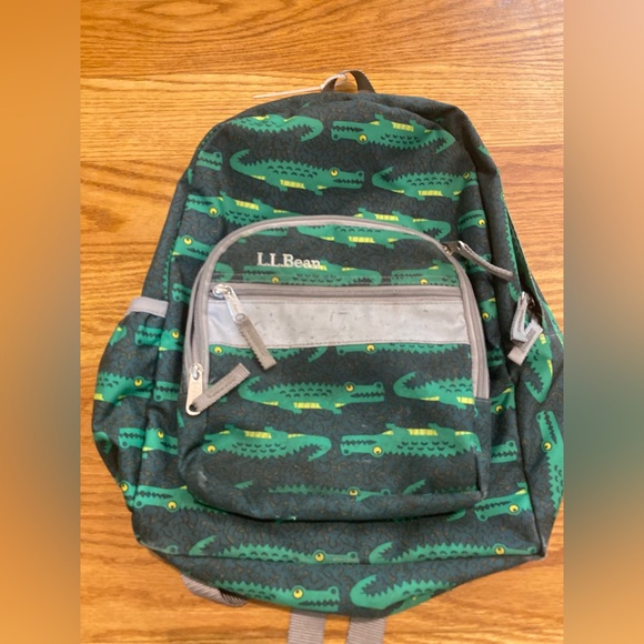L.L. Bean Green Alligator Print  Backpack - Picture 1 of 3